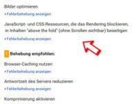 JavaScript- und CSS-Ressourcen, die das Rendering blockieren, in Inhalten “above the fold” beseitigen.